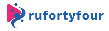 rufortyfour logo with pink and blue icon